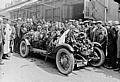 Targa-Florio und Coppa Florio, Sizilien, 27. April 1924. Christian Werner gewann mit einem Mercedes 2-l-Rennwagen das Rennen. Das Bild zeigt den Sieger Christian Werner bei der Ankunft im Werk Untertürkheim. 